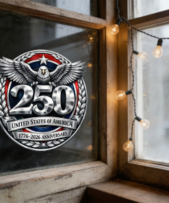 US 250th Anniversary Car Decal 11.81In Imitation Metal Relief Texture Removable No Residue Adhesive Waterproof Scratch Resistant Build for Car Window Laptop Skateboard Patriotic Decor